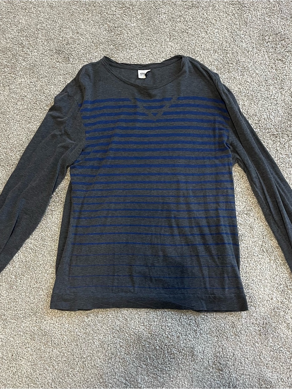Armani Collezioni Dark Gray Long Sleeve Striped Top